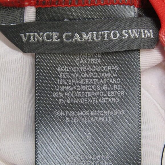 NEW VINCE CAMUTO Women's Swimsuit One Piece Tangerine Floral Print V-Neck Size 6 - Picture 11 of 12